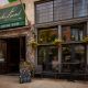 View of the outside entrance and sign for The Local Minneapolis Irish Pub in Nicollet Mall